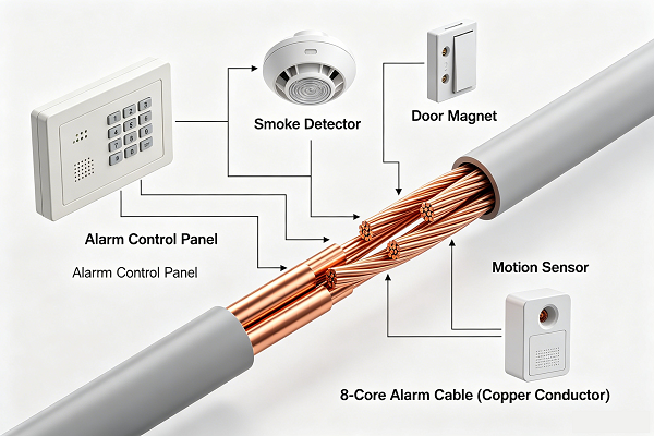 8 core alarm cable installation diagram